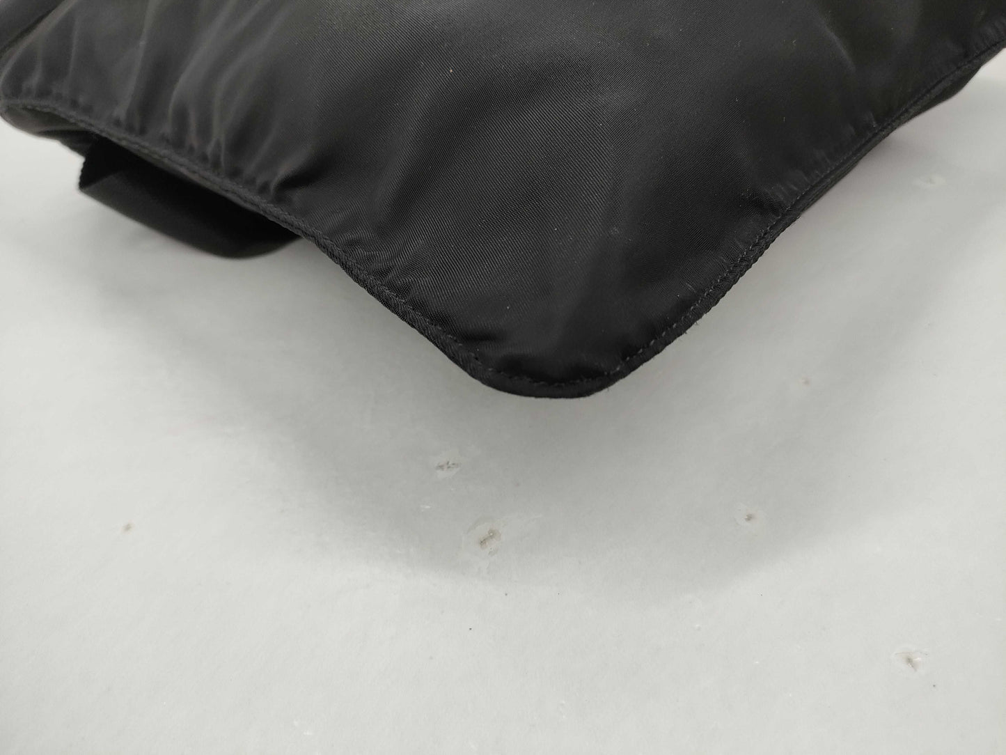 PRADA Nylon Shoulder Bag with Logo Plate, Black Shoulder Bag