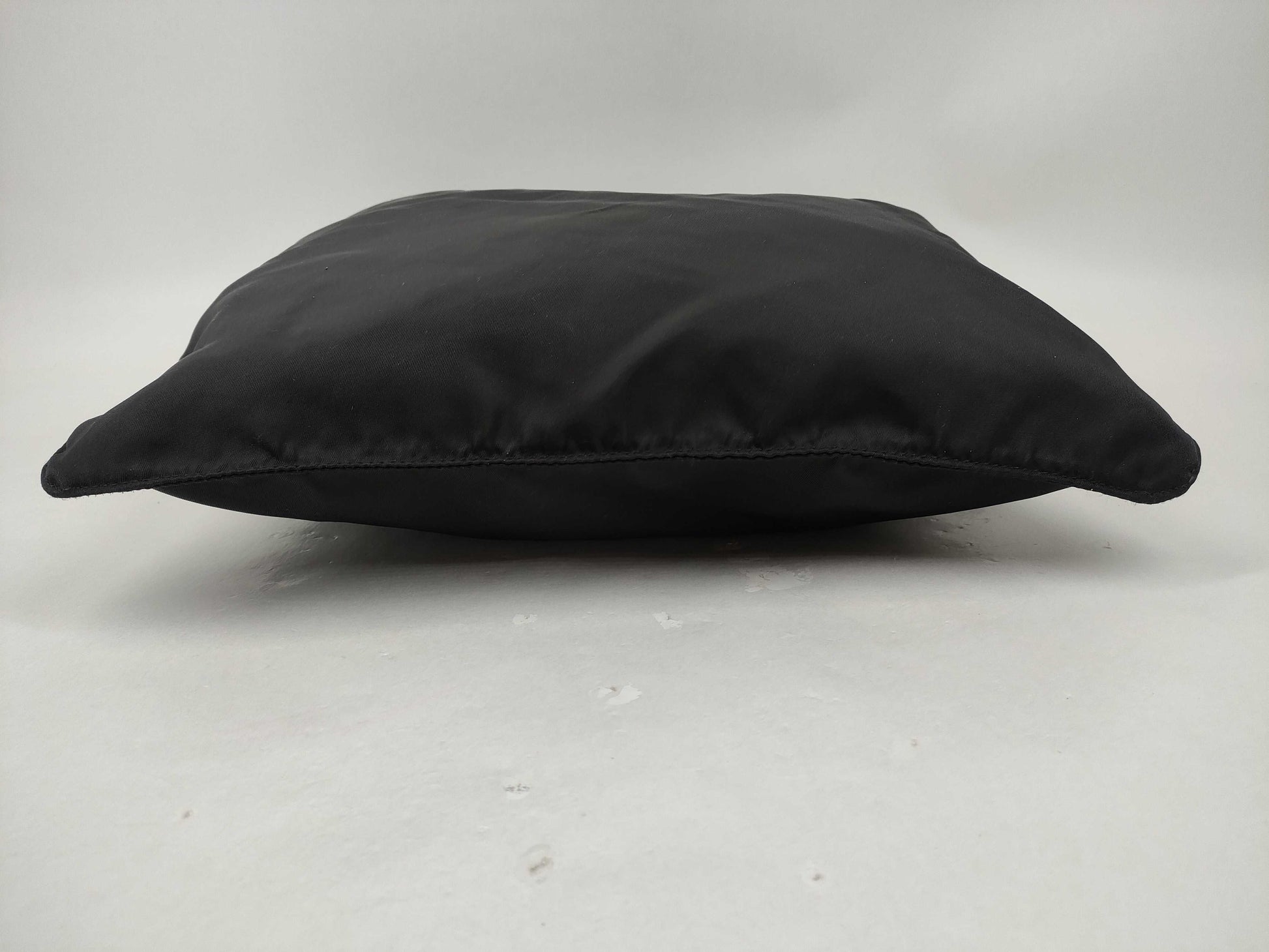 PRADA Nylon Shoulder Bag with Logo Plate, Black Shoulder Bag