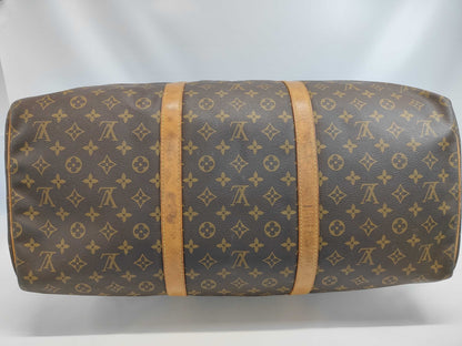 LOUIS VUITTON Monogram Sax Souple 55 Name Tag Boston Bag