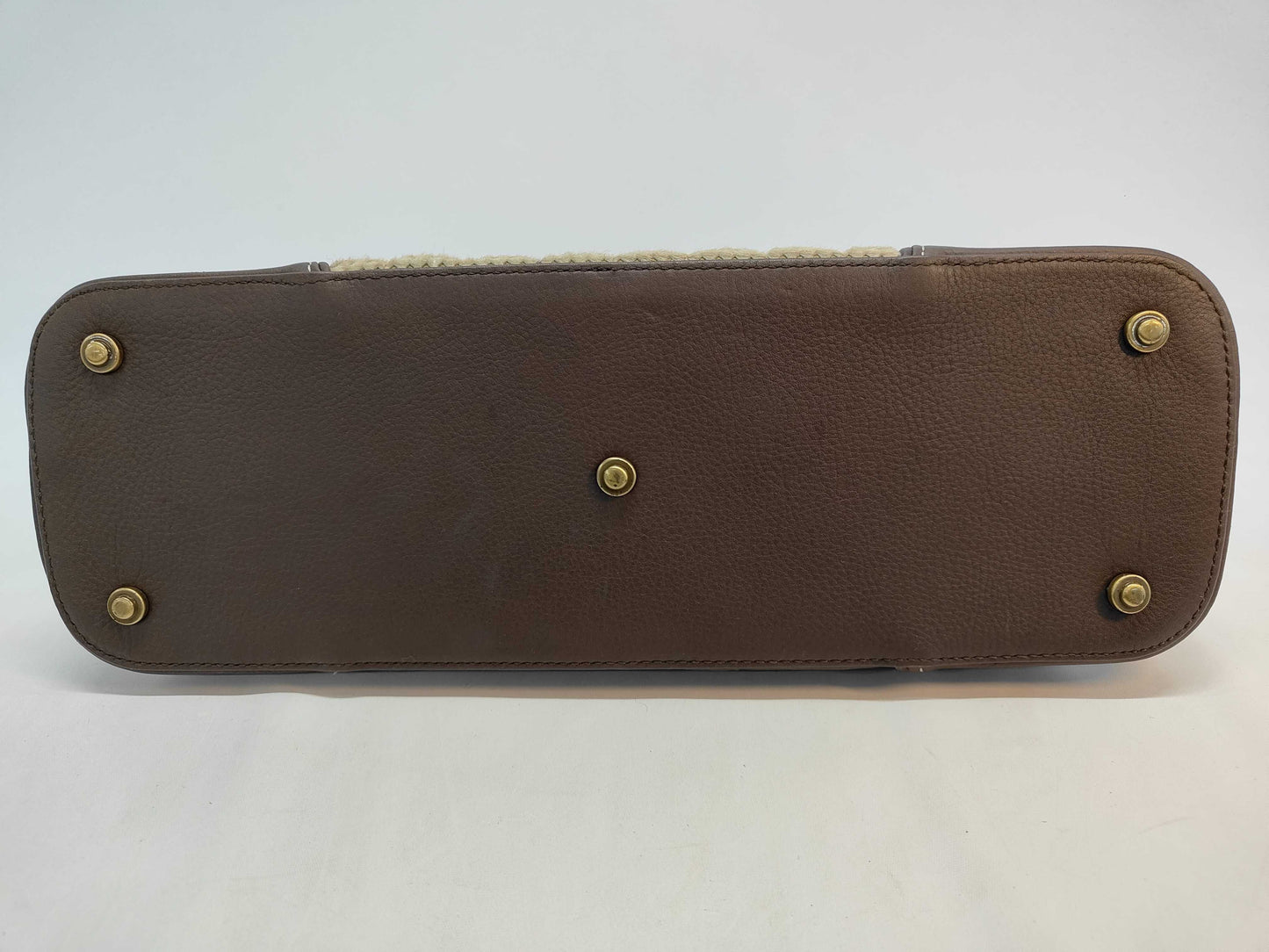 Dior BM-0091 Harako x Leather Handbag Brown x White Handbag