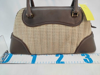 Dior BM-0091 Harako x Leather Handbag Brown x White Handbag