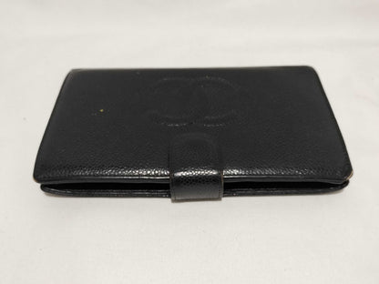 CHANEL Caviar Skin Bifold Long Wallet with Bill Compartment and Coin Purse