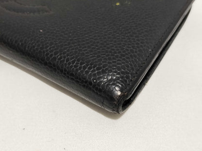 CHANEL Caviar Skin Bifold Long Wallet with Bill Compartment and Coin Purse