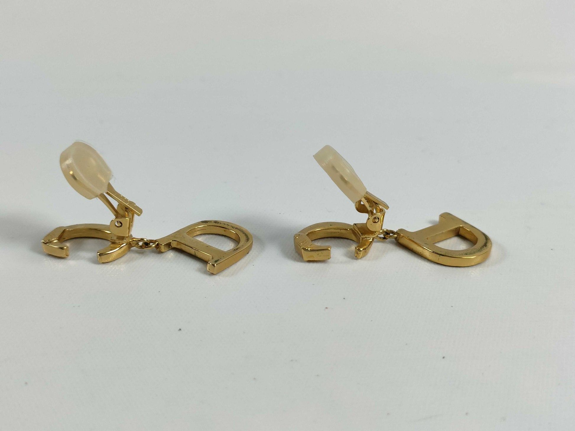 Dior Logo Earrings Stone Gold Earrings