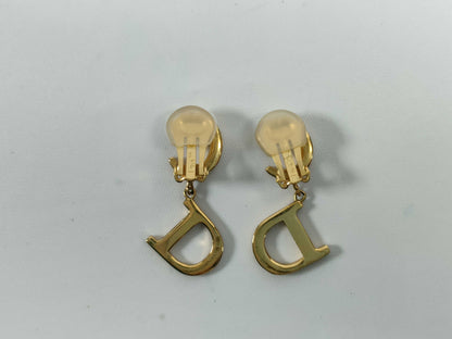 Dior Logo Earrings Stone Gold Earrings