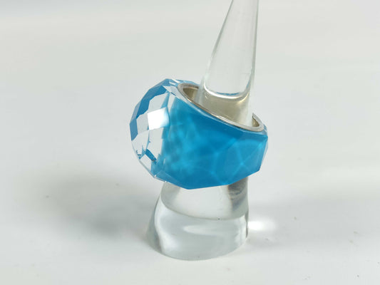 SWAROVSKI Wide Blue Cut Crystal Ring