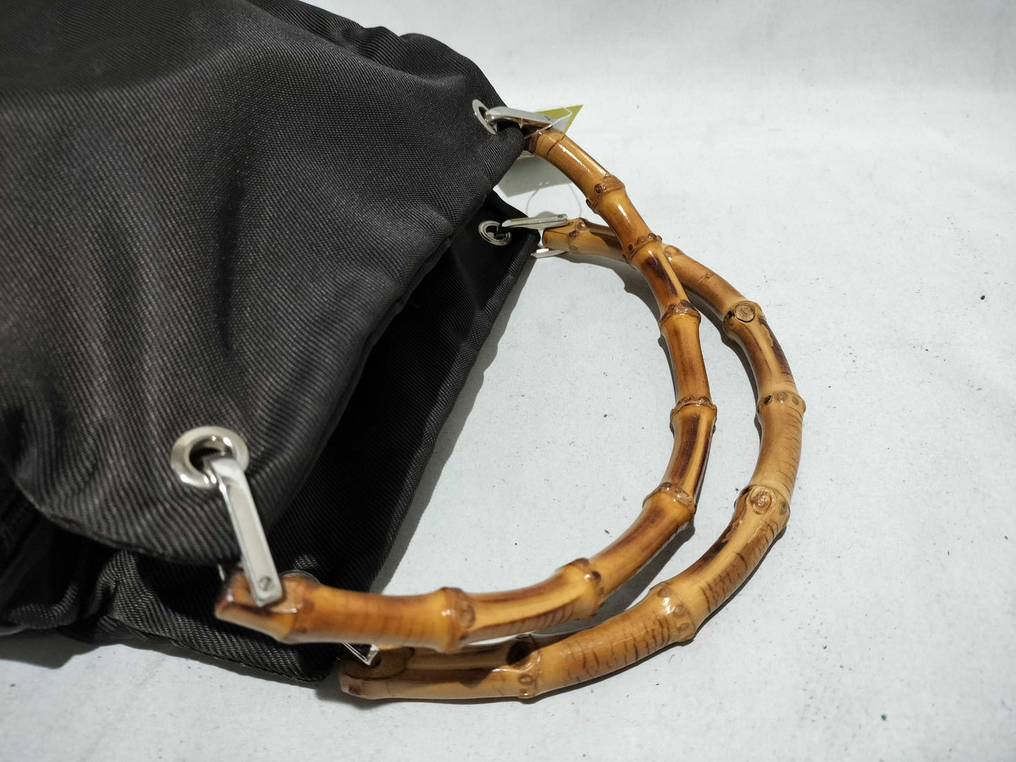 GUCCI Bamboo Nylon Tote Handbag