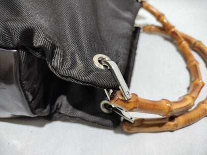 GUCCI Bamboo Nylon Tote Handbag