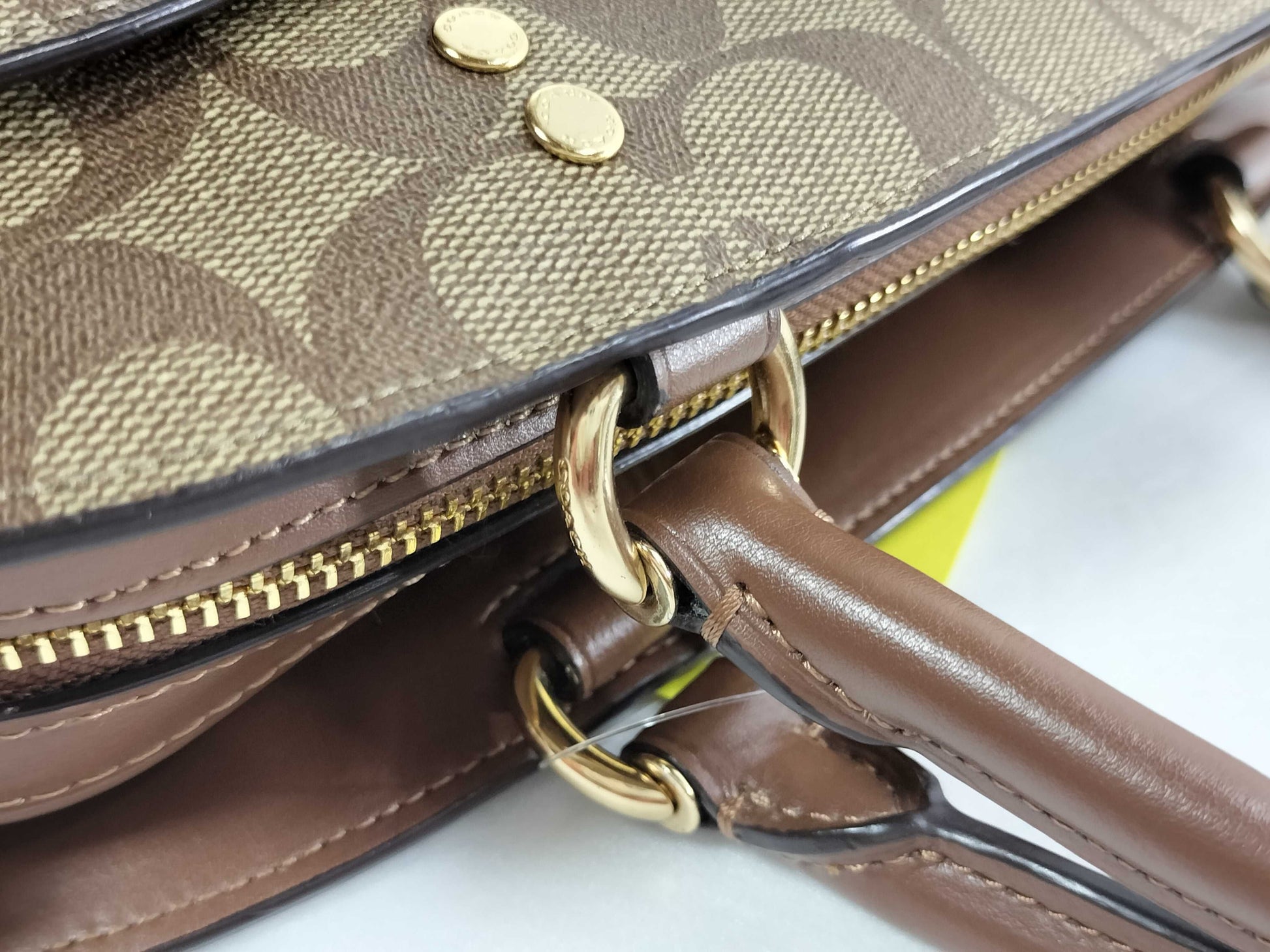 COACH Signature 2-way Hand/Shoulder PVC Brown Handbag