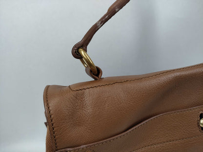 Yves Saint Laurent Muse Toe M Cotton Cognac Handbag