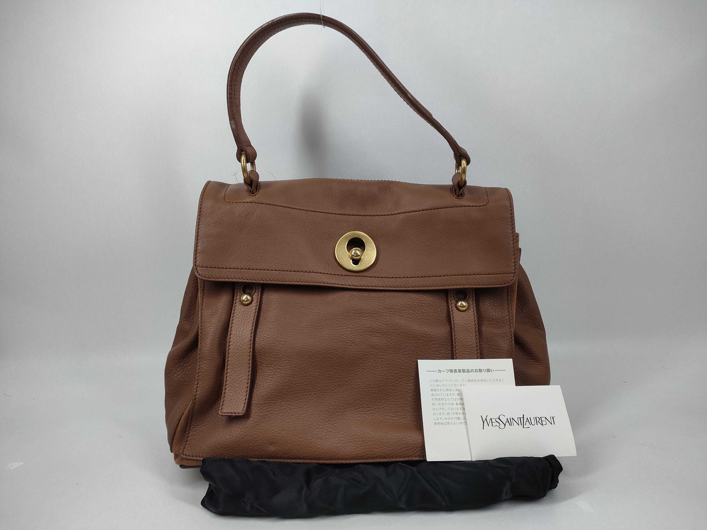 Yves Saint Laurent Muse Toe M Cotton Cognac Handbag