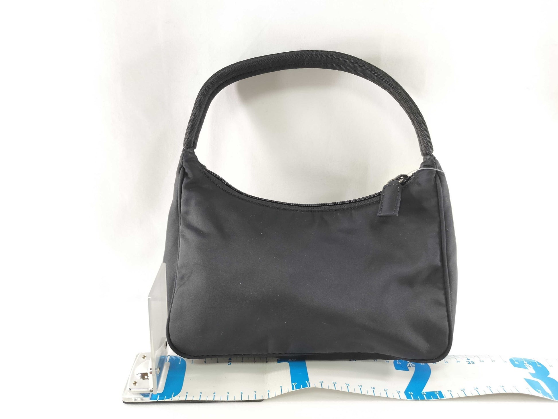 PRADA Nylon Triangle Plate Mini Handbag Black