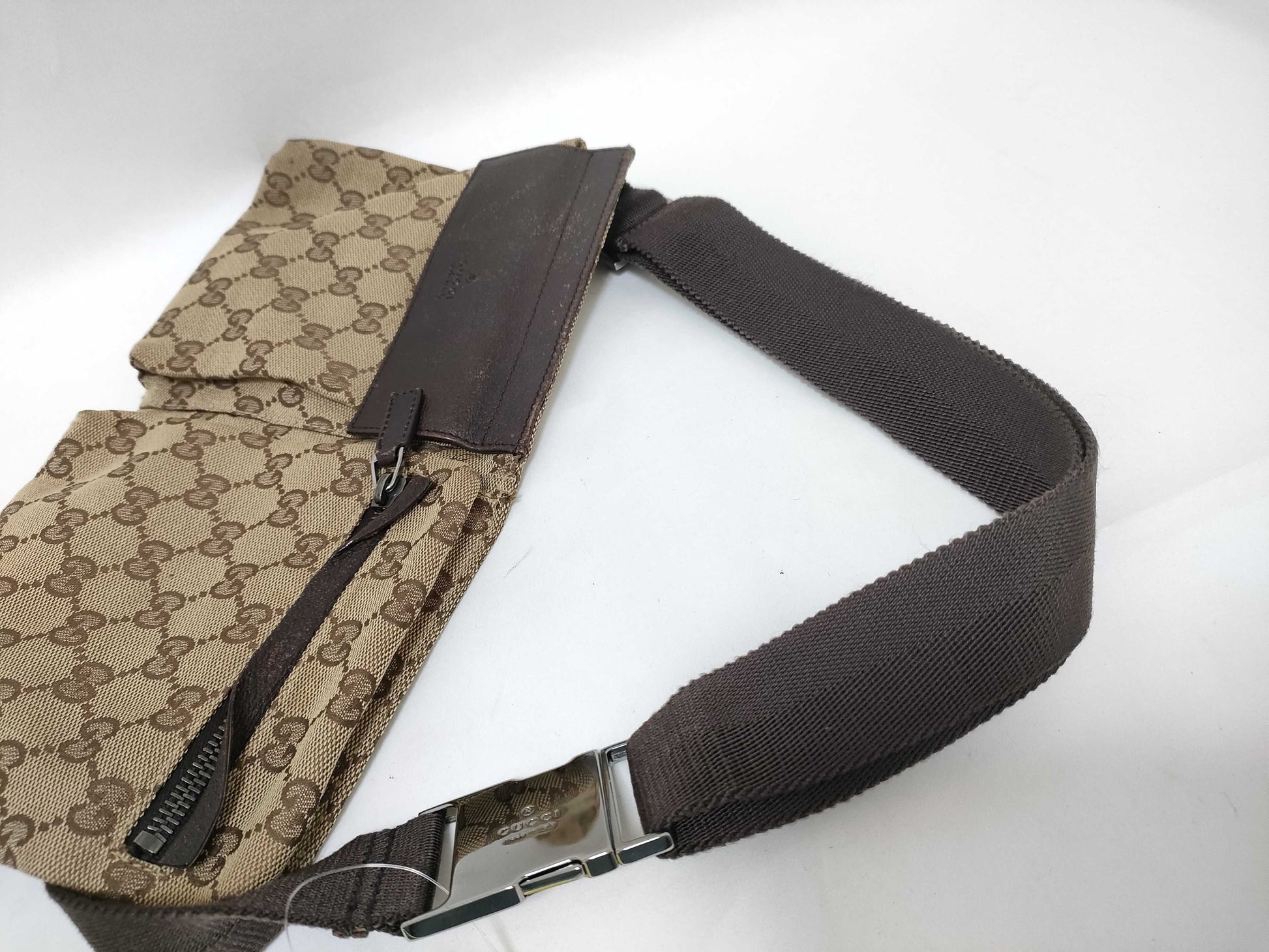 GUCCI GG Canvas Waist Bag Beige