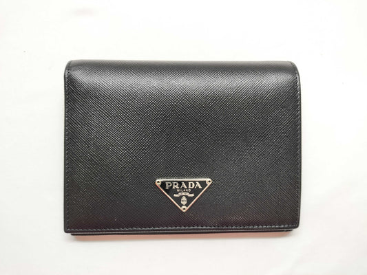 PRADA Saffiano Triangle Plate Wallet