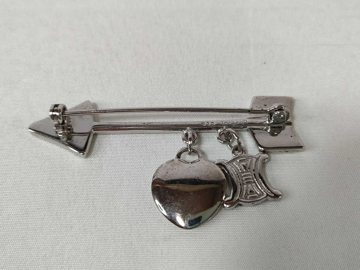 CELINE Macadam Arrow Heart Brooch, SV925, 10.9g