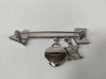 CELINE Macadam Arrow Heart Brooch, SV925, 10.9g