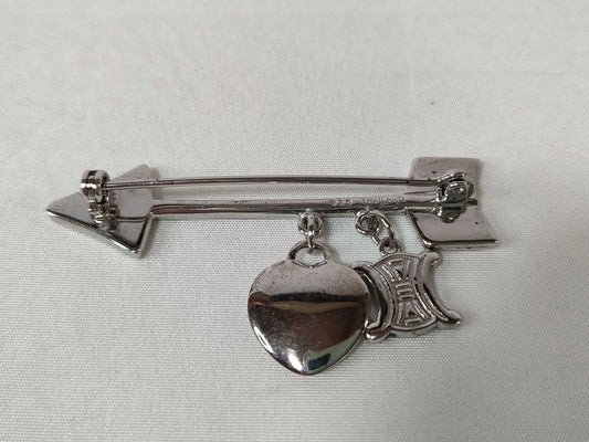 CELINE Macadam Arrow Heart Brooch, SV925, 10.9g