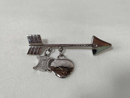 CELINE Macadam Arrow Heart Brooch, SV925, 10.9g