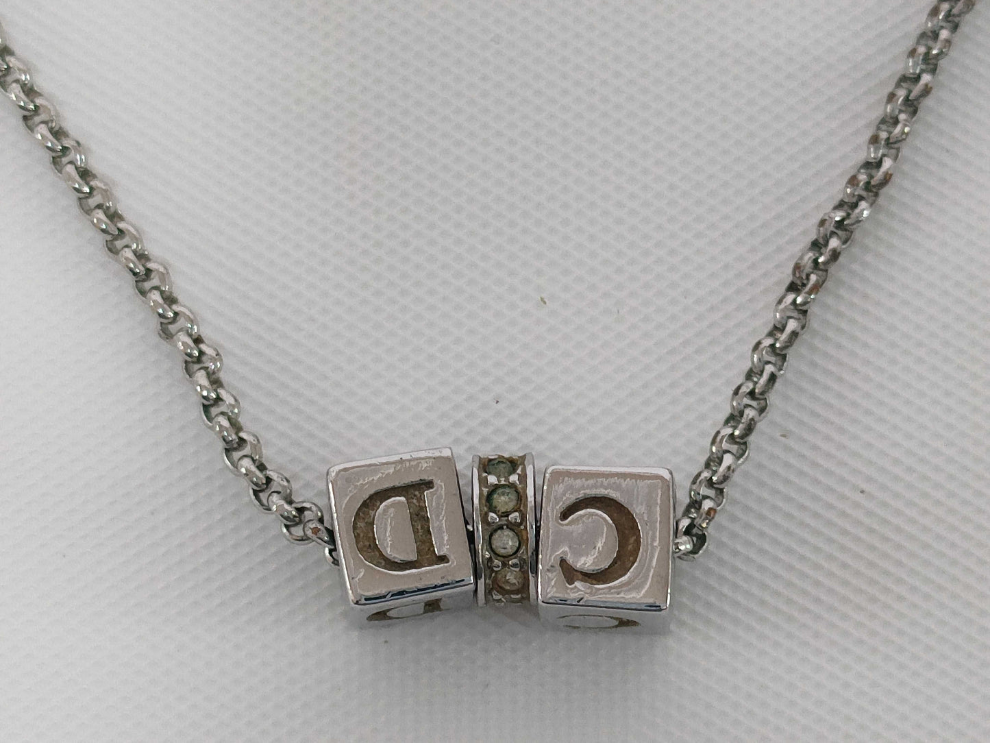 Dior Logo Cube Rhinestone Necklace