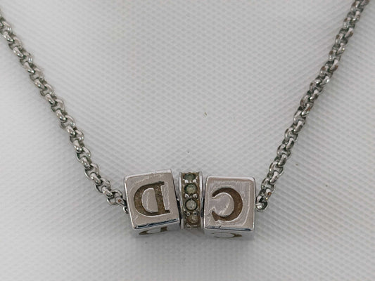 Dior Logo Cube Rhinestone Necklace