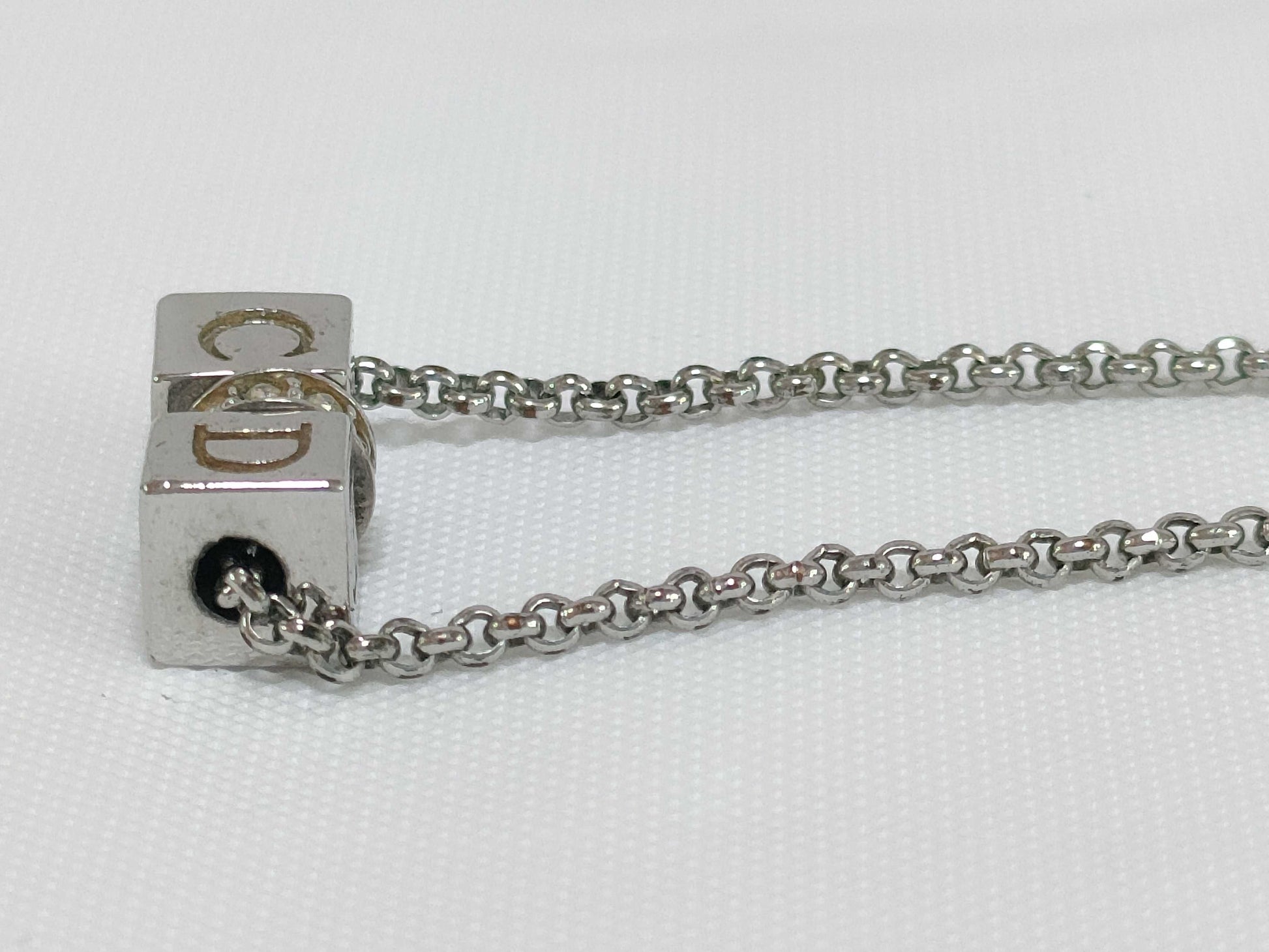 Dior Logo Cube Rhinestone Necklace