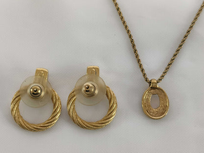 Dior Gold Earrings and Necklace 