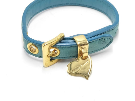 Miu Miu Leather Belt Bracelet Heart Bracelet Bracelet Bangle
