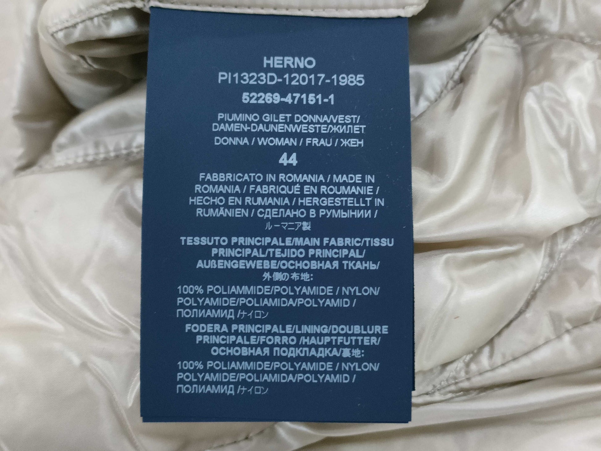 Herno long down vest, beige