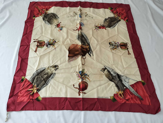 HERMES Carre Chasse a Vol Scarf with tag