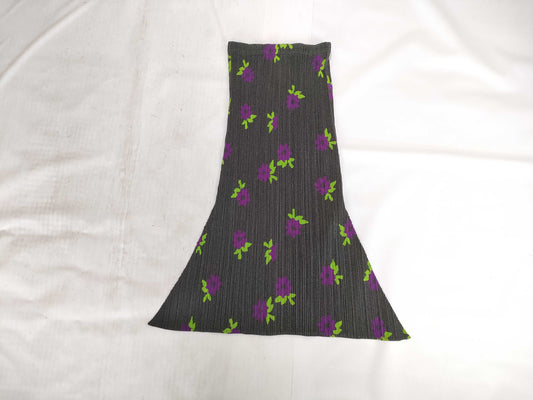 ISSEY MIYAKE Pleats Please Slit Skirt DGY/ PU Floral Print Skirt