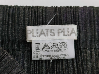 ISSEY MIYAKE Pleats Please Slit Skirt DGY/ PU Floral Print Skirt