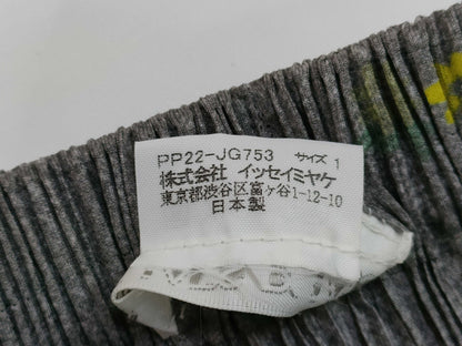 ISSEY MIYAKE Pleats Please Slit Skirt GY/YE Floral Print Skirt
