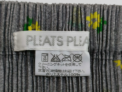 ISSEY MIYAKE Pleats Please Slit Skirt GY/YE Floral Print Skirt