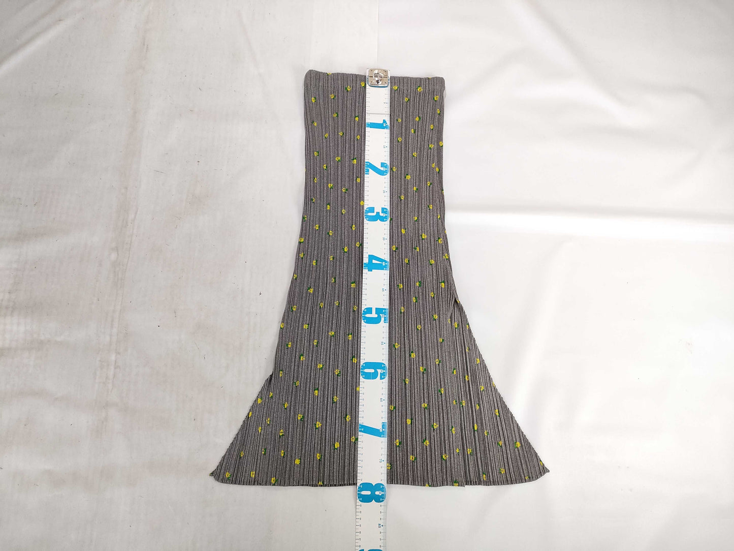 ISSEY MIYAKE Pleats Please Slit Skirt GY/YE Floral Print Skirt