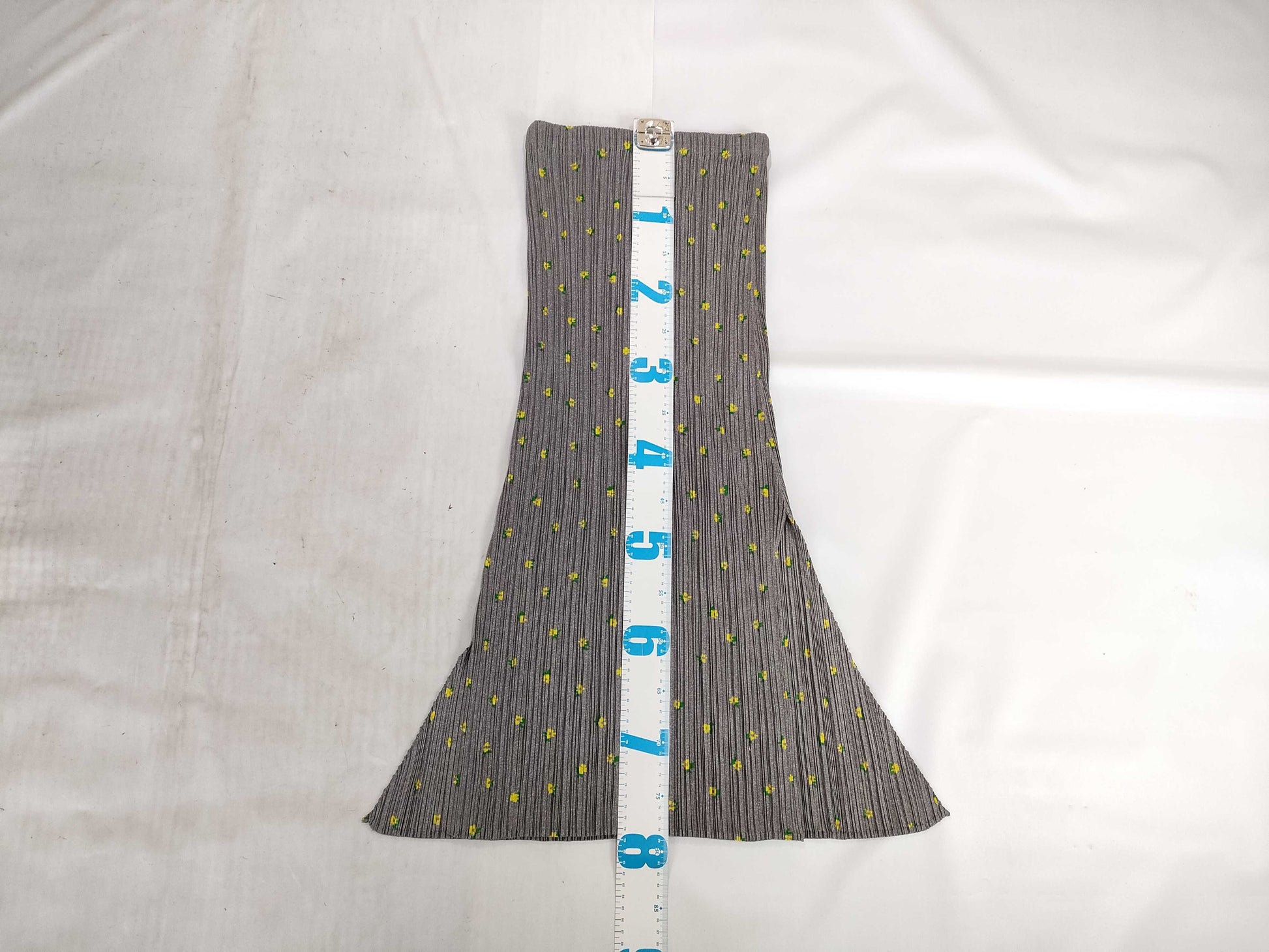 ISSEY MIYAKE Pleats Please Slit Skirt GY/YE Floral Print Skirt