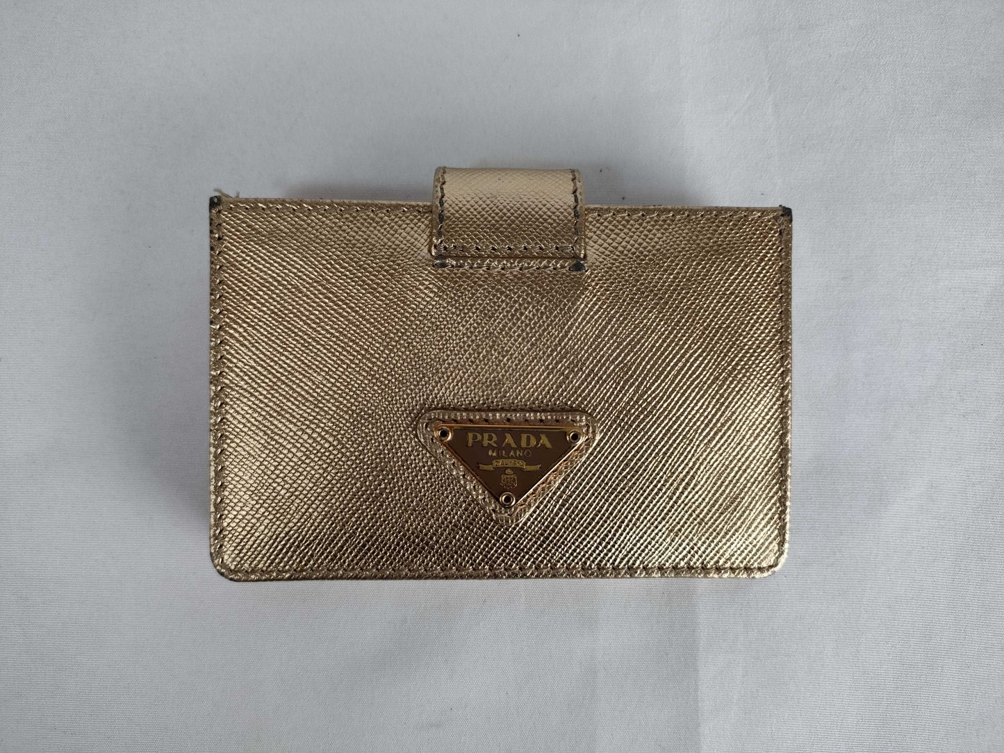 PRADA Saffiano Leather Card Case with Triangle Logo, Card Case, Pass Case, Business Card Case