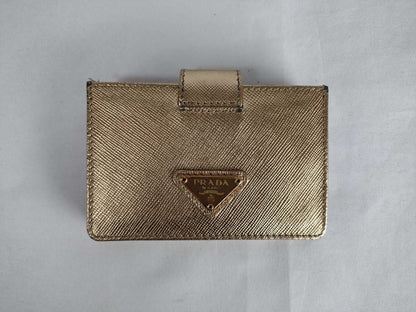 PRADA Saffiano Leather Card Case with Triangle Logo, Card Case, Pass Case, Business Card Case