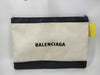 BALENCIAGA Canvas x Leather Clutch Bag Beige x Black Clutch Bag