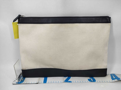 BALENCIAGA Canvas x Leather Clutch Bag Beige x Black Clutch Bag