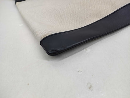 BALENCIAGA Canvas x Leather Clutch Bag Beige x Black Clutch Bag