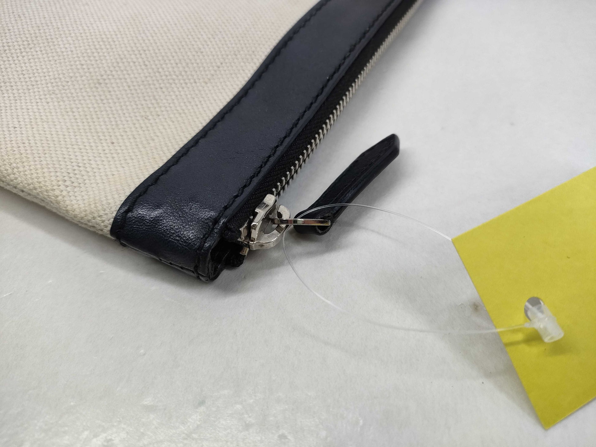 BALENCIAGA Canvas x Leather Clutch Bag Beige x Black Clutch Bag