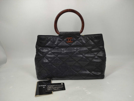 CHANEL Caviar Skin Tortoiseshell/Matelasse Handbag