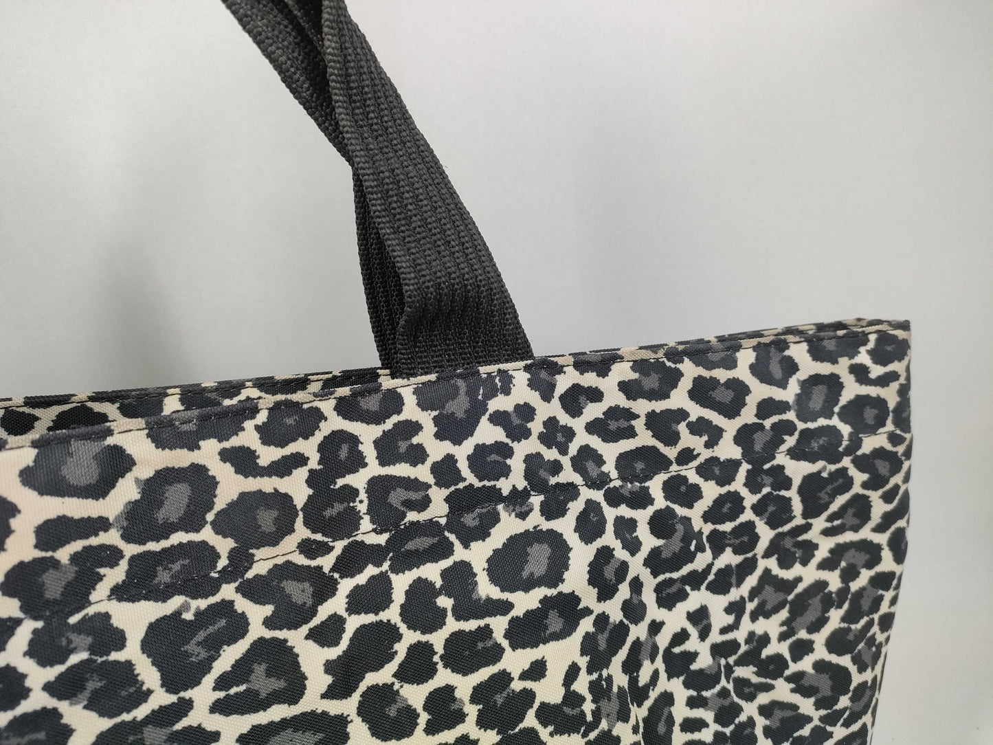 Herve Chapelier Nylon Boat-Shaped Leopard Print Tote Bag