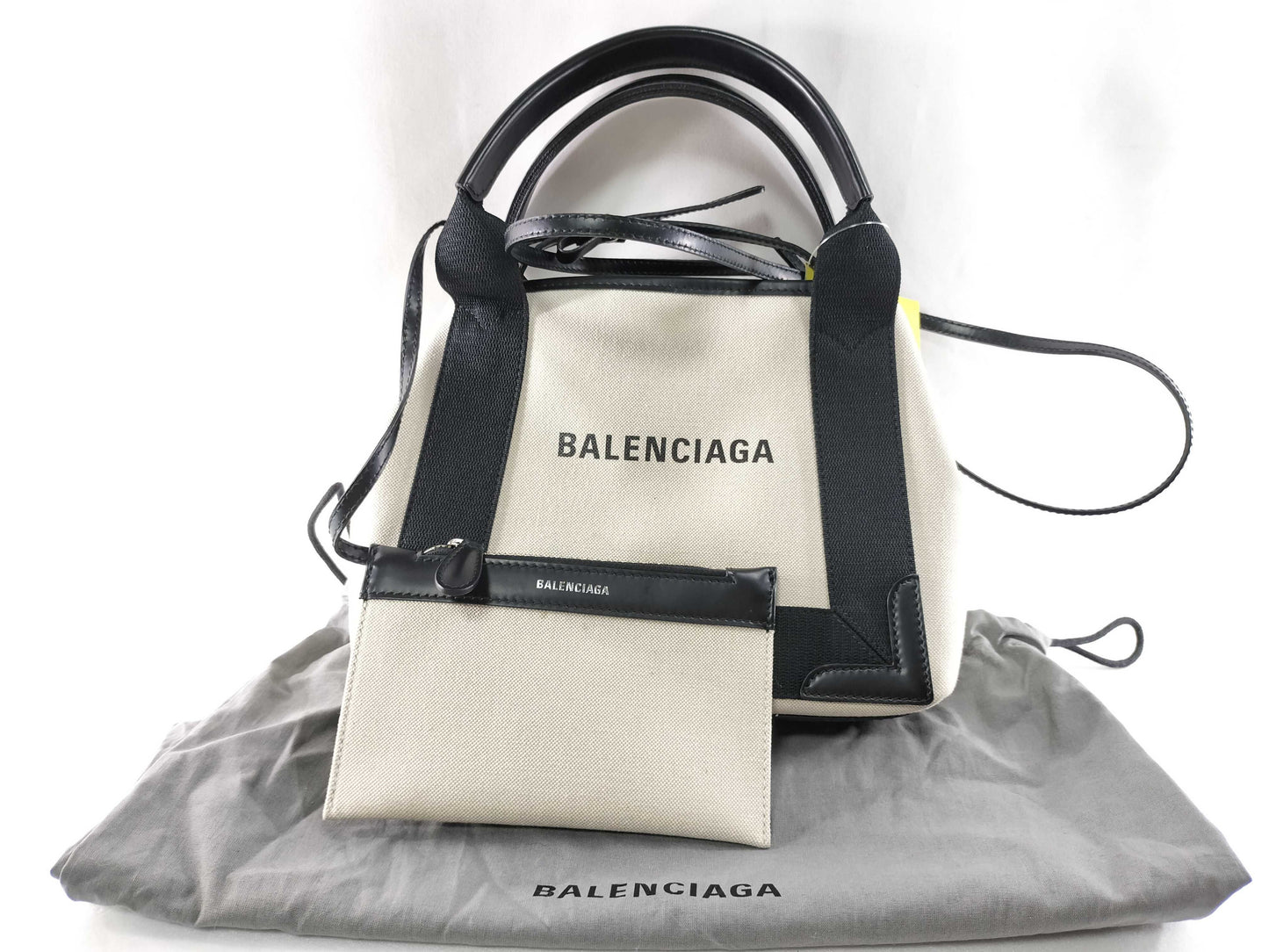 BALENCIAGA Canvas White x Black Handbag