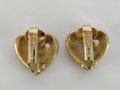 Dior Heart CD Logo Gold Color Earrings