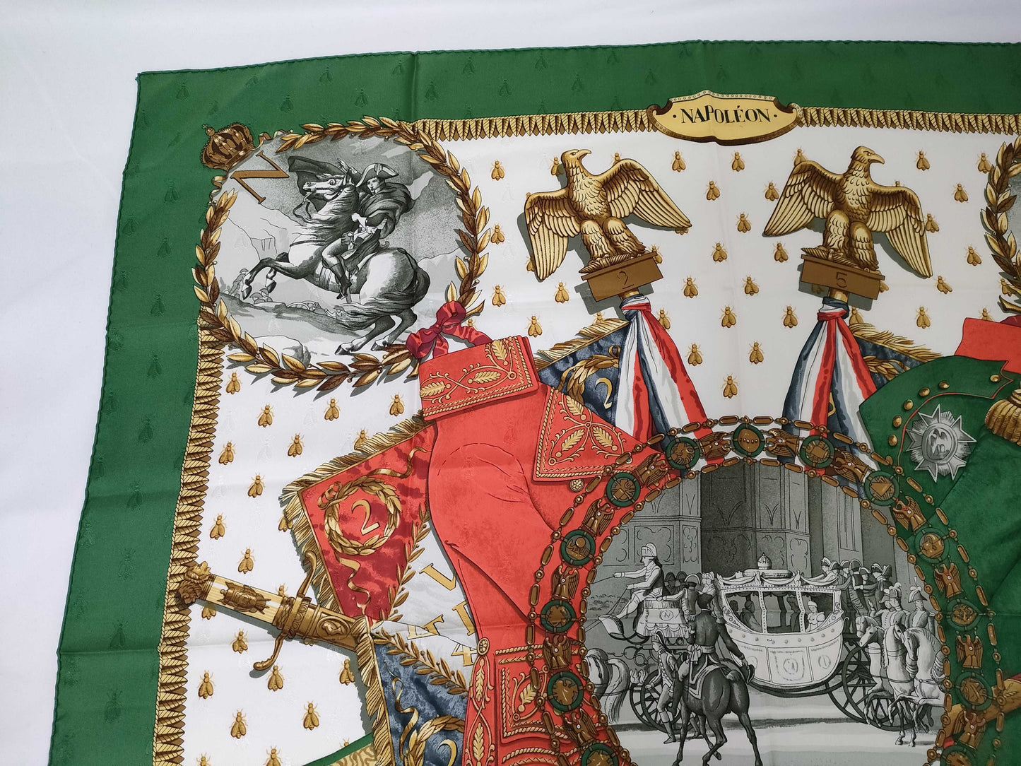 HERMES Carre Carre 90 Napoleon Green Scarf