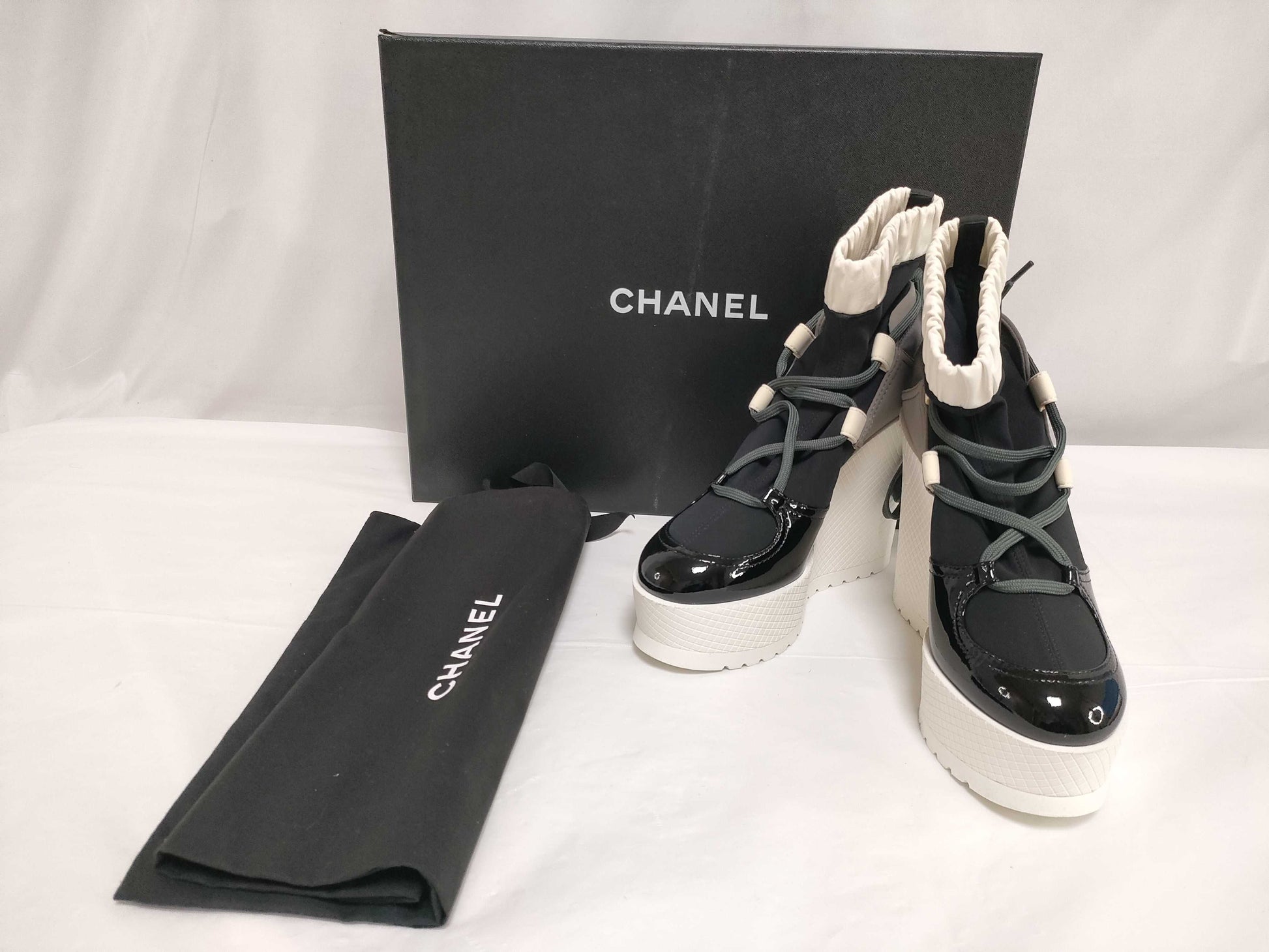  CHANEL G35284 Logo Engraved Coco Mark Wedge Sole 36C Other Shoes