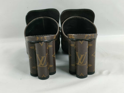 LOUIS VUITTON Monogram Indiana Line Mules Fringe Size 36 Sandals