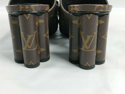 LOUIS VUITTON Monogram Indiana Line Mules Fringe Size 36 Sandals