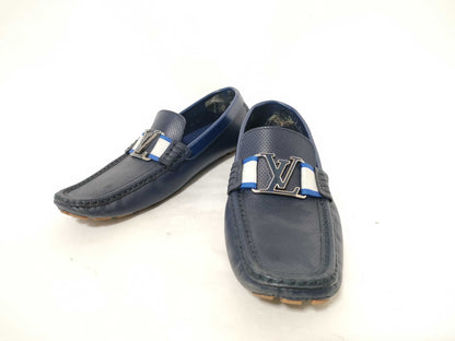 LOUIS VUITTON LV logo loafers, heavy heel wear, business shoes